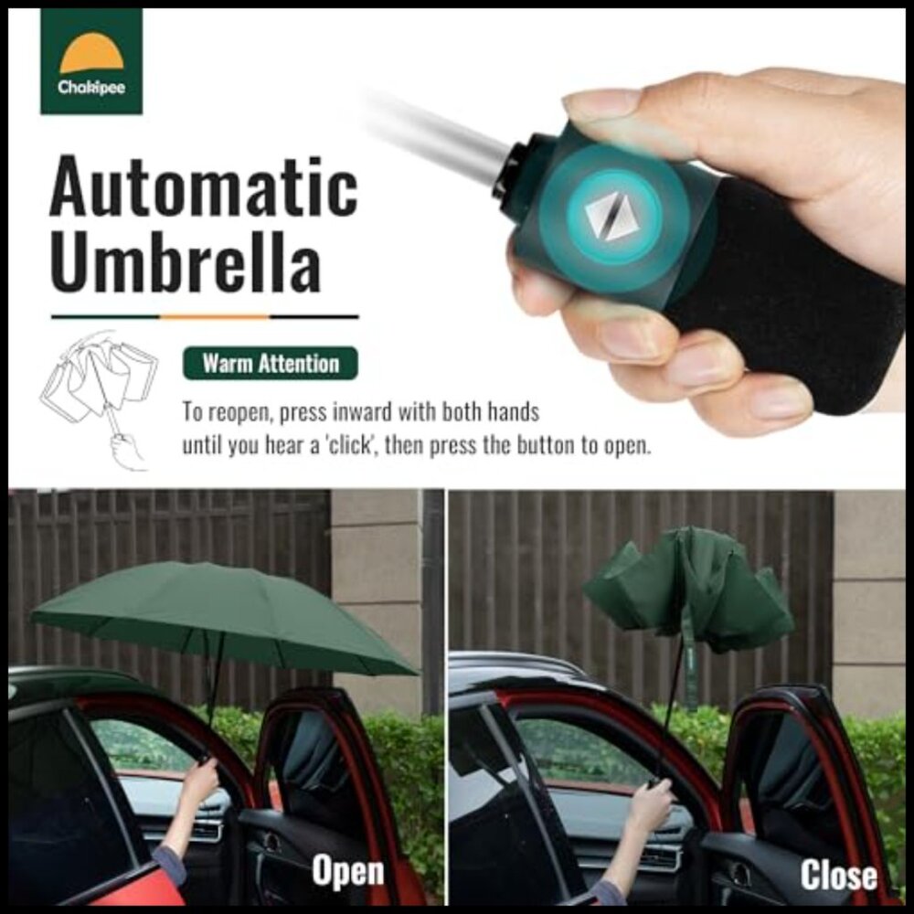 Compact Windproof Automatic Umbrella Inverted Fol… - image 2